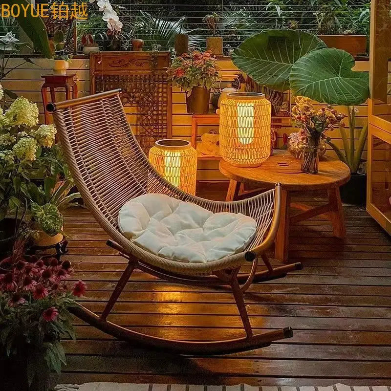 Rocking Chair Reclining Chair Adult Garden Balcony Household Nap Lazy Rocking  Elderly  Outdoor Garden Rattan Ch