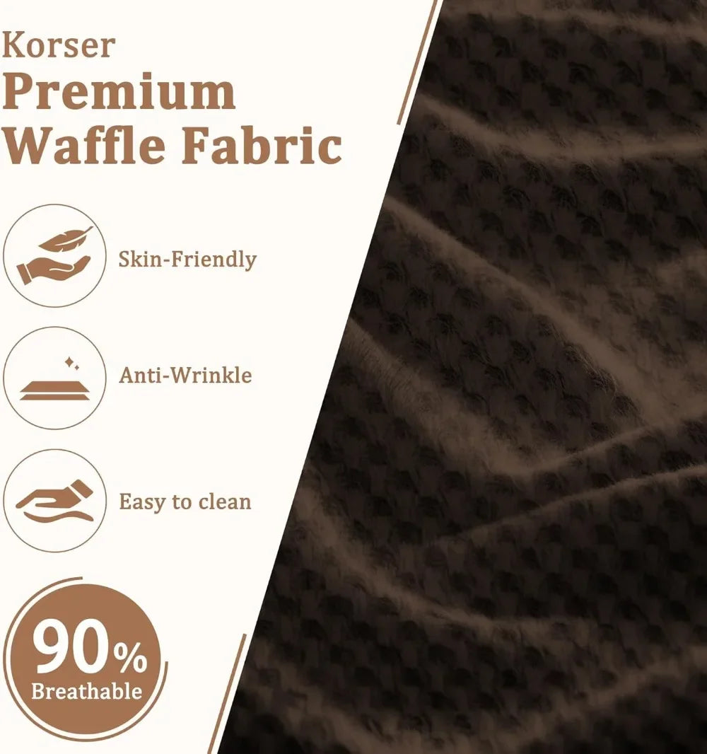 Electric Massage Recliner Chair with Heat & Swivel Rocking, Oversized Waffle Fabric for Living Room Bedroom