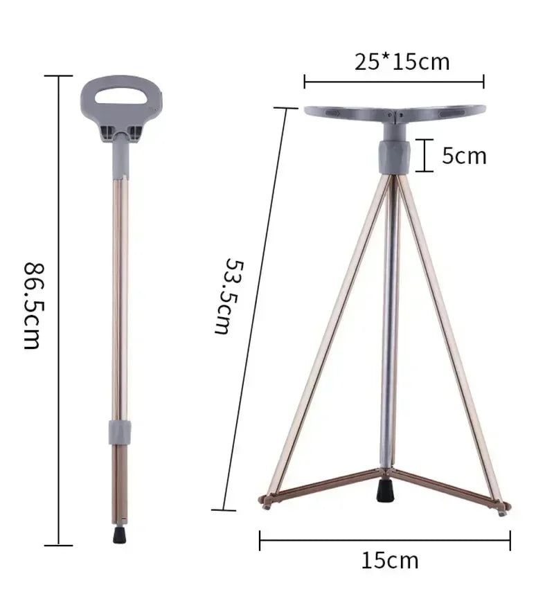 Crutch Chair For The Elderly Folding Non-slip Cane Crutch Bench With Stool Seat Can Sit Lightweight Multifunctional Crutch