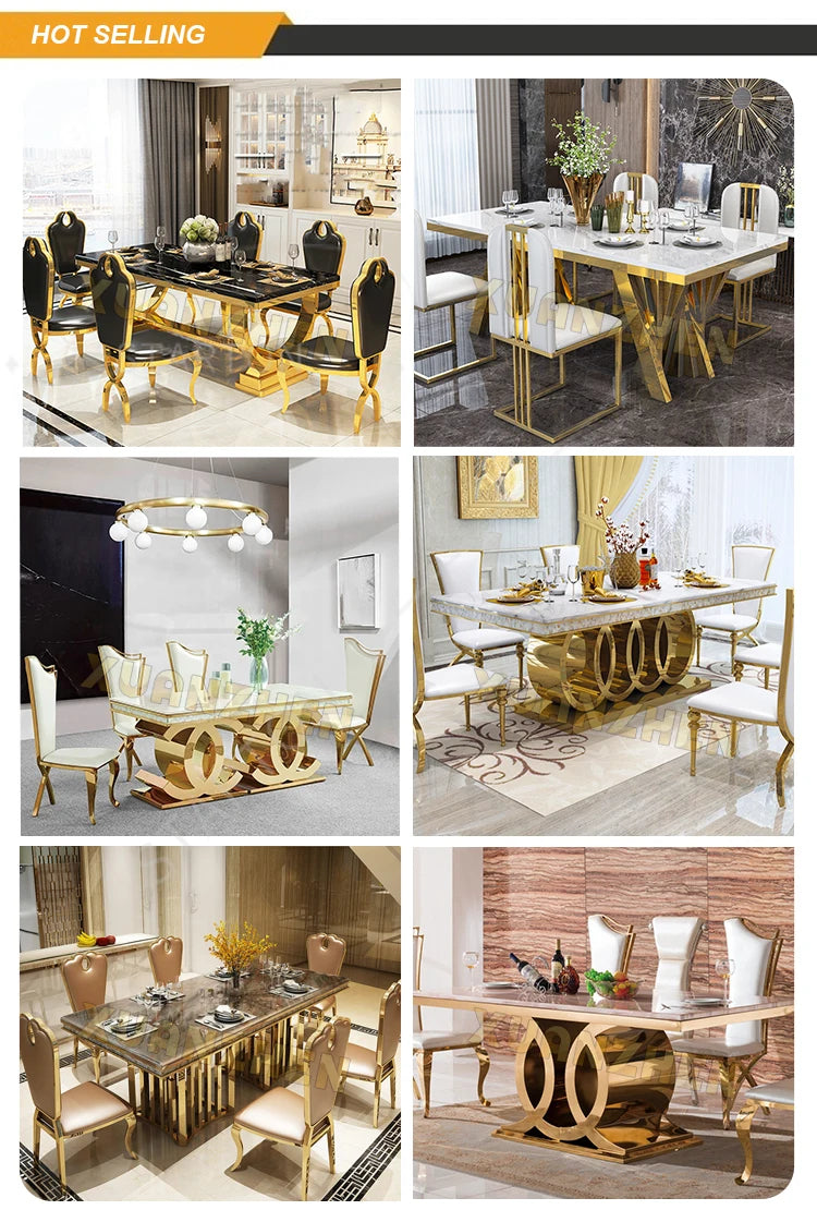 Dining Room Furniture Cheap Restaurant Table and Chairs Gold Dinning Table Marble Round Dining Table Set 4 Chairs
