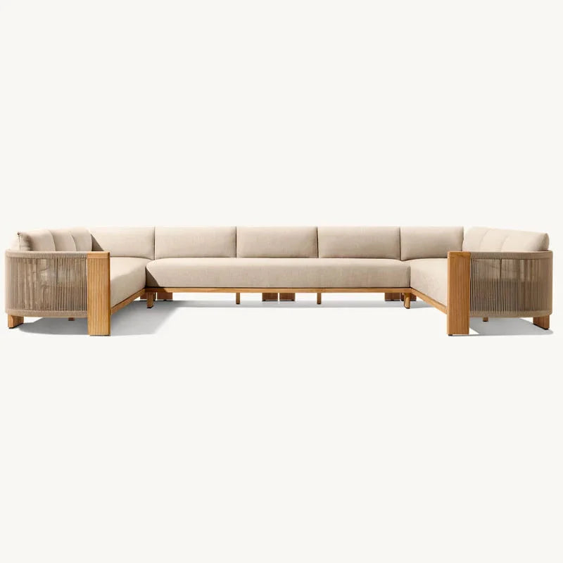 @3 # Luxury Solid Wood Teak Modern Outdoor Sofa Set Waterproof Weather Resistant Eco-Friendly Foldable Garden Furniture For Pati