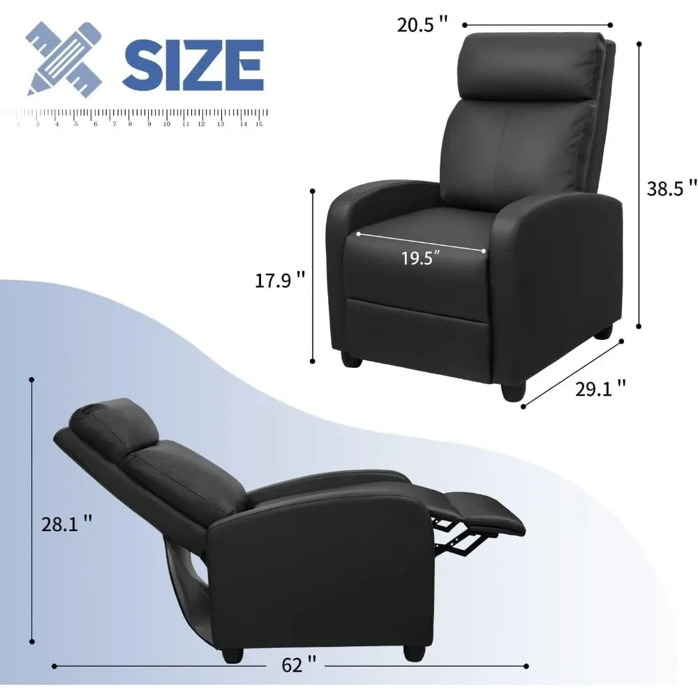 Adjustable Massage Recliner Chair with Footrest, PU Leather Sofa for Living Room Home Theater