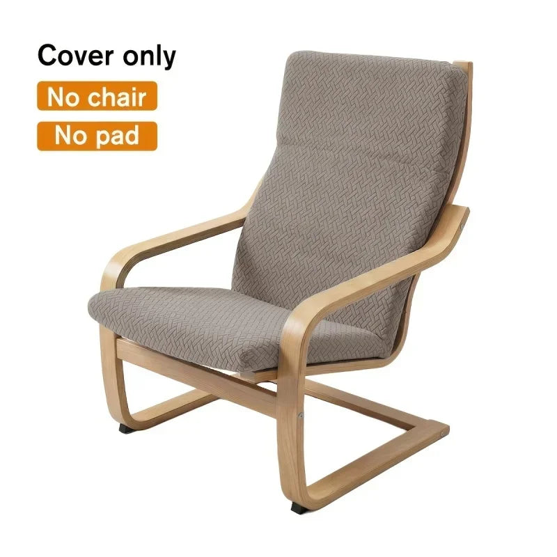 Stretch Jacquard Poang Chair Slipcover Elastic Washable Lounge Chair Cover Non‑Slip Protector for Poang Wooden Armrest Recliner