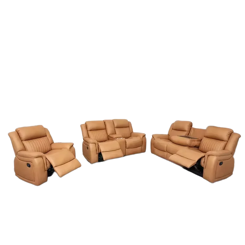#￥Wholesale Leather Extendable 3+2+1 Loveseat Couple 3 Seat Manual Recliner Sofa Couch Lounge Suite Set for Living Room