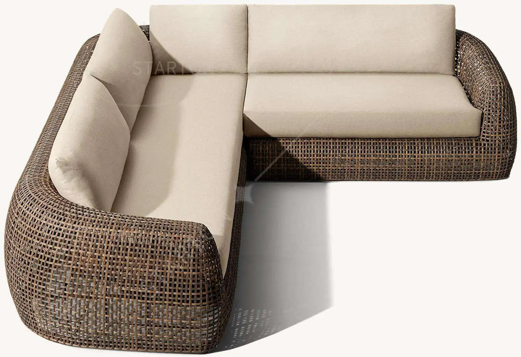 Hot Sale U-shape Modular Outdoor Furniture Aluminum Frame PE Rattan Woven Garden Customize Sectional Sofa