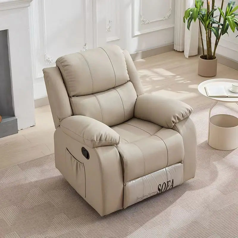 #@Modern Multifunction Electric Leather Recliner Sofa Recliner Sofa With Adjustable Backrest Swirling Single Sofa Chair