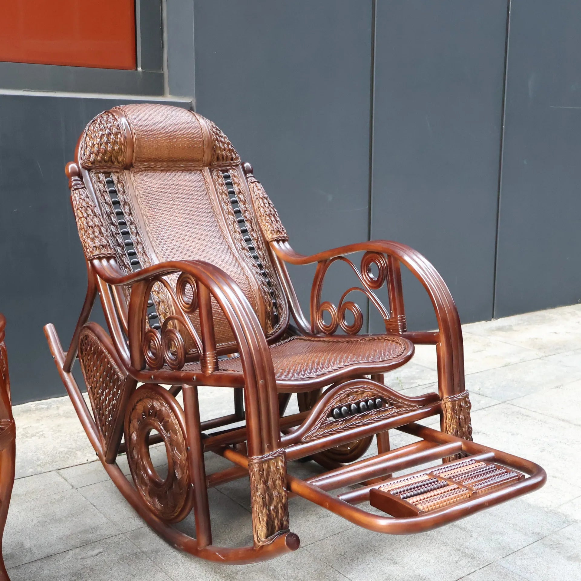 Natural rattan rocking chair sofa recliner lazy adult elderly chair living room