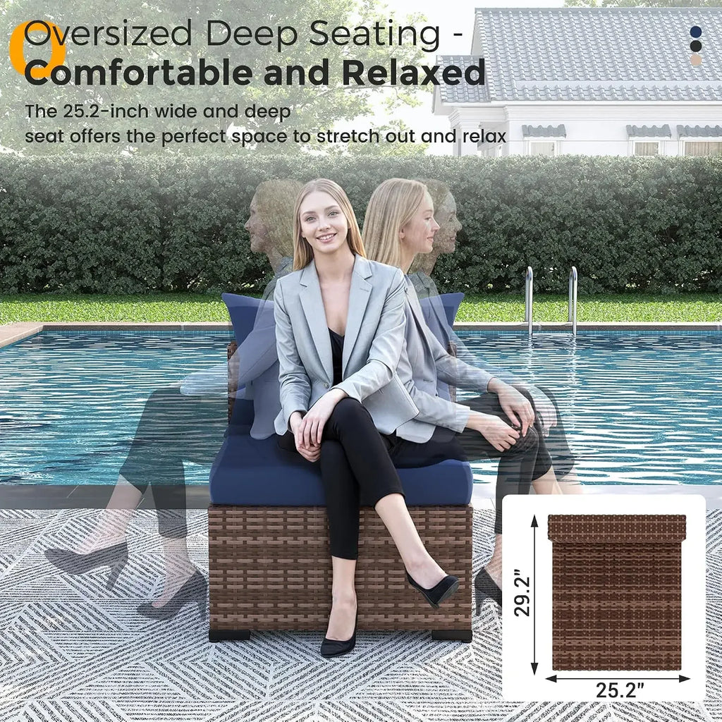 UDPATIO Outdoor Furniture 8-Piece Wicker Patio Set with 44" Fire Pit Table