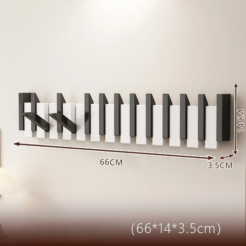 Piano Key Coat Rack Solid Wood Clothing Storage Racks Wall Mounted Clothes Organizer Hanger Entrance Hall Home Furnitures