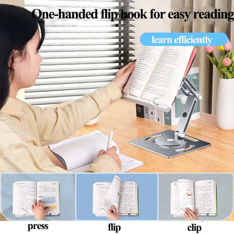 Oatsbasf 360 Rotable Aluminium Laptop Stand Height Angle Adjustment Tablet Desktop Holder Multifunctional Reading Book Bracket