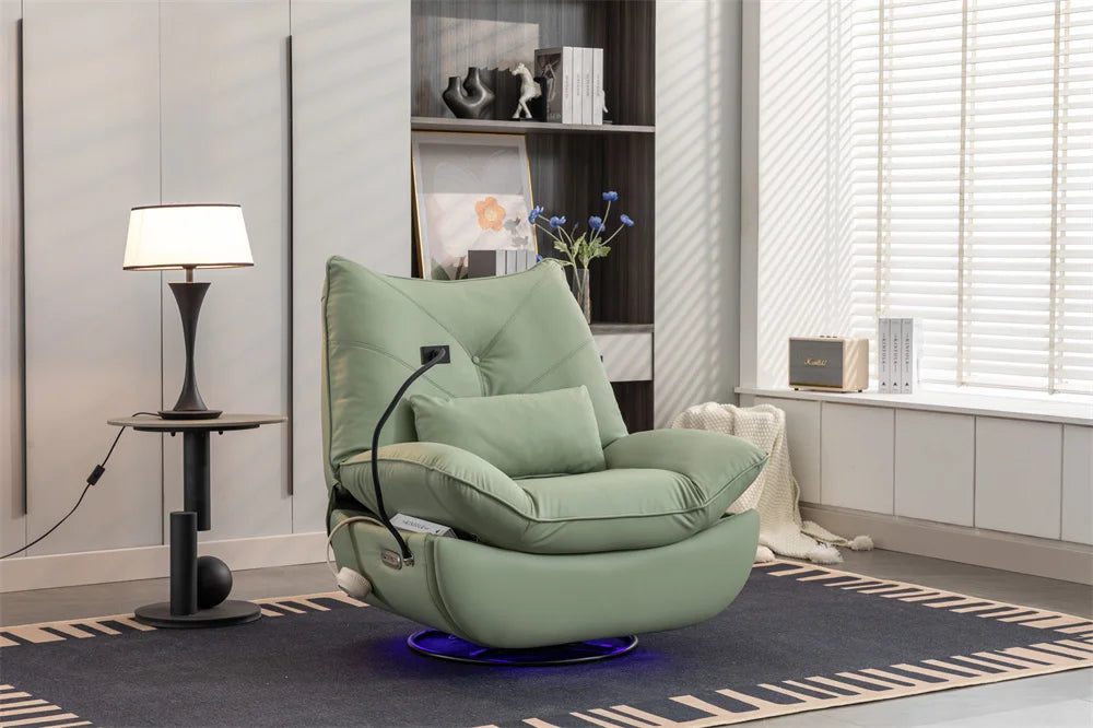 Smart Power Recliner Rocking Chair With LED Strap Swivel Glider Gaming Recliner Gaming Couch Sofa Chair Supplier For Office