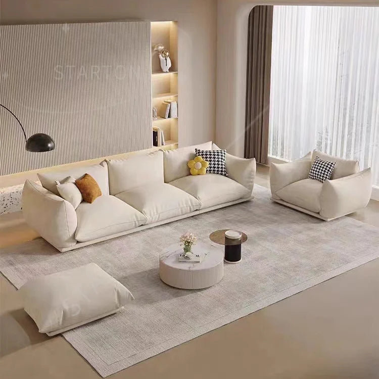 Modern Design Home Furniture Bread Shape White Teddy Boucle 3 Seat Sofa Set Sectional Couch Velvet Fabric Living Room Sofa