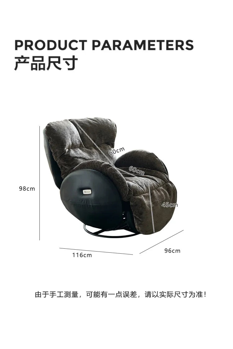 N Retro Electric Single Sofa Chair Designer French Lazy Sofa Balcony Living Room Function Rotating Recliner