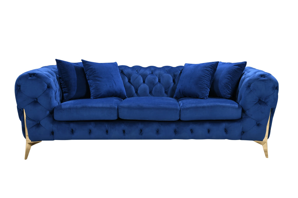 Luxury Tufted Velvet Chesterfield Couch Set Furniture Living Room Lounge Sofa Upholstered 2 Seater Sofas With Gold Legs