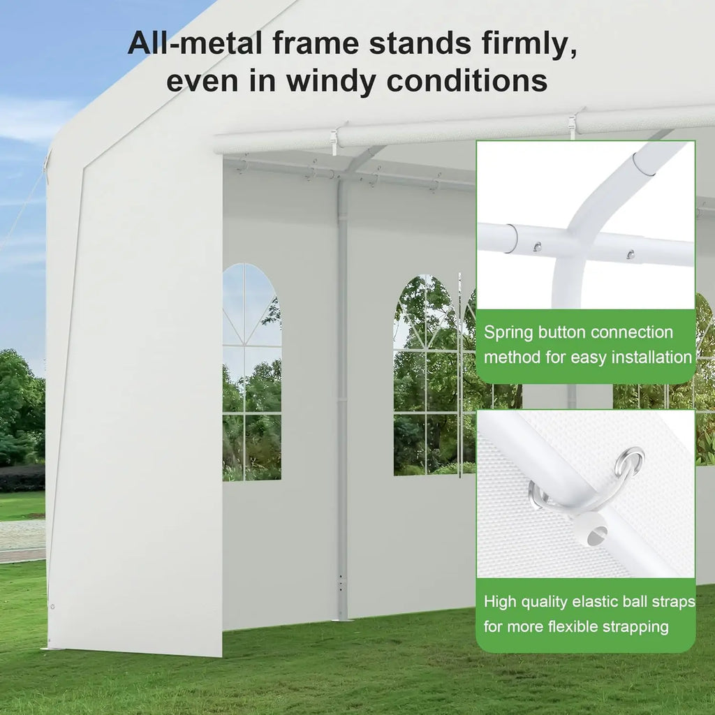 Party Tent, 20’ x 20’ Heavy Duty Outdoor Canopy Tent All-Season Tarp & Removable Sidewall Waterproof Carport, Customized
