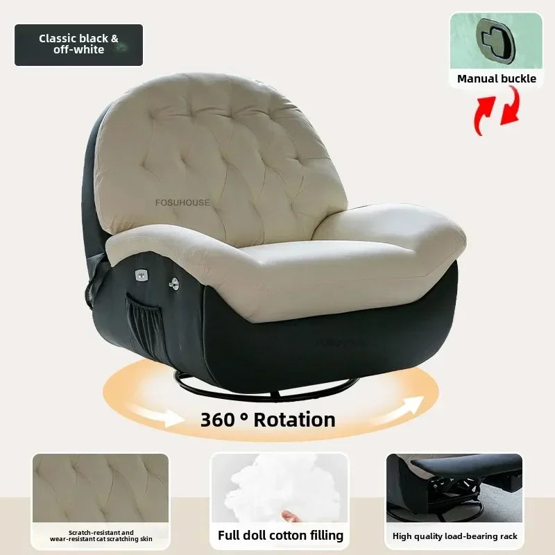 Modern Fabric Living Room Sofas Designer Living Room Furniture Leisure Lazy Sofa Bed Rocking Chair Nordic Home Rotating Recliner