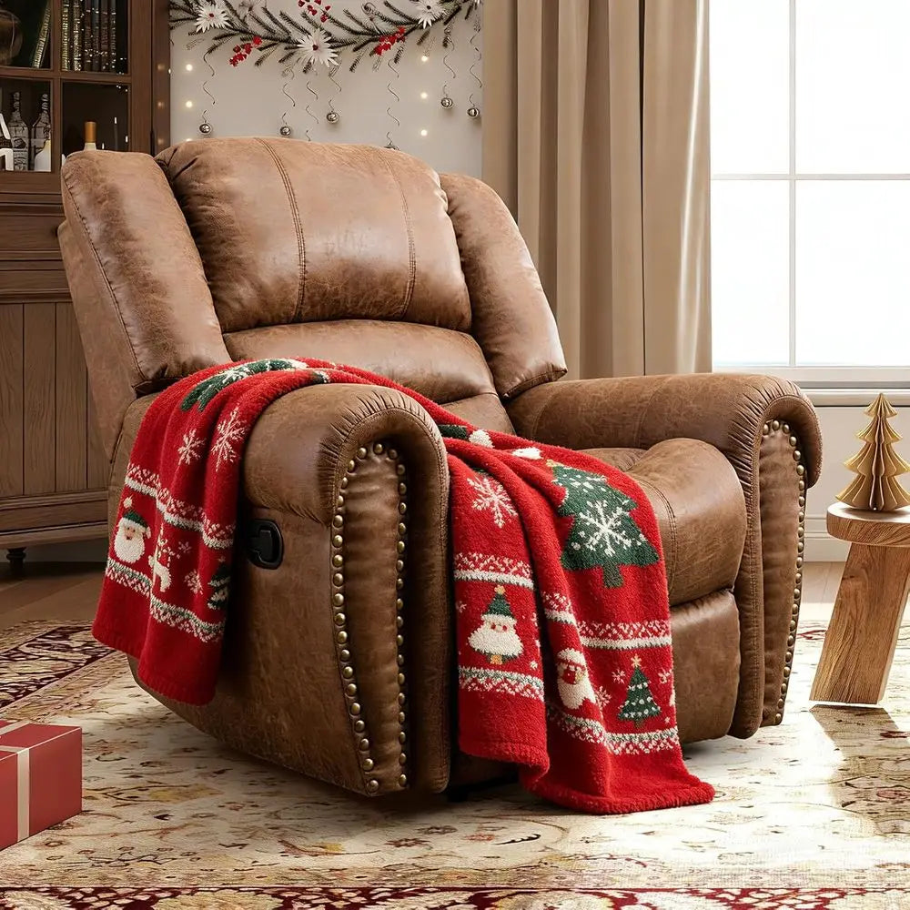 Leather Recliner Chair, Classic and Traditional Manual Recliner Chair with Comortable Arms and Back Single Soa or Living Room, N