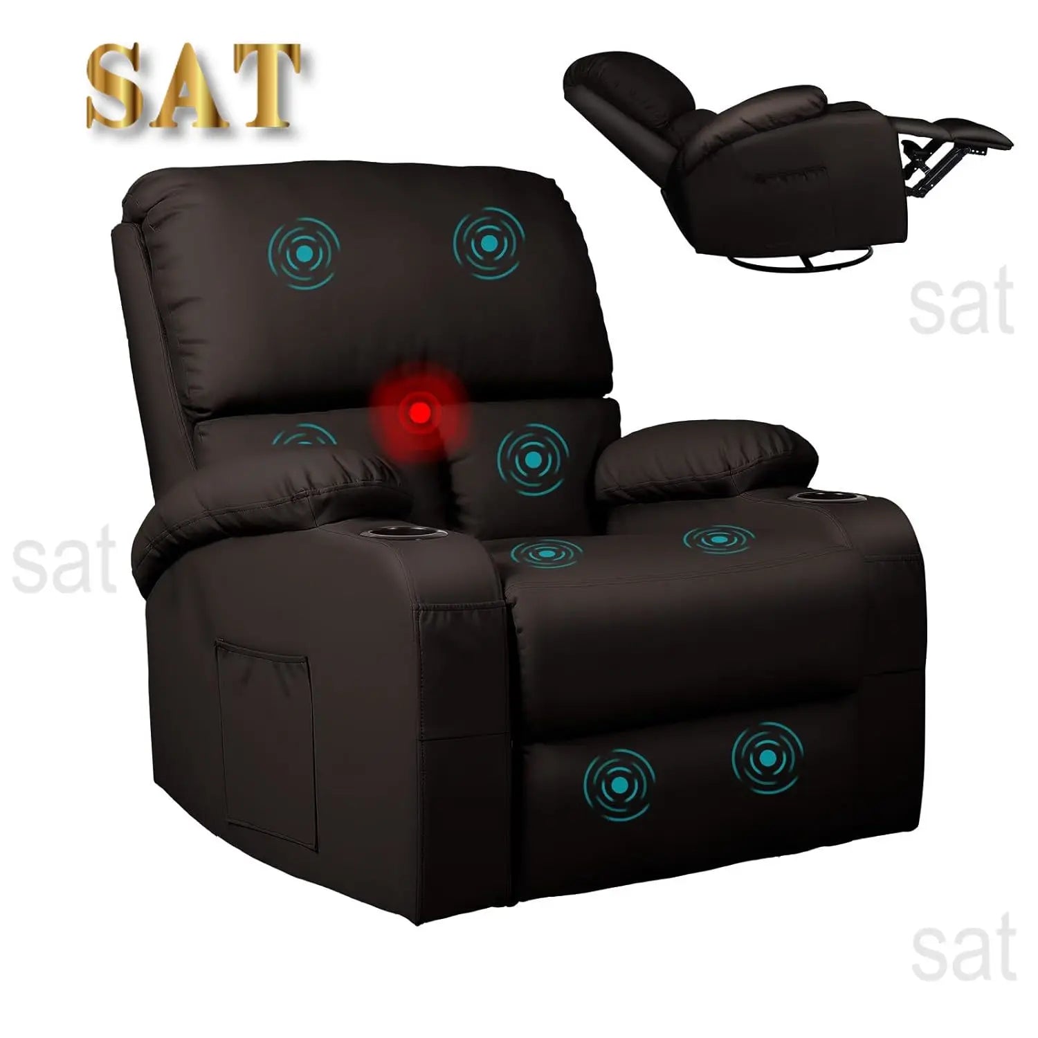 #Rocking Recliner Chair Massage Heat Swivel Living Room Bedroom Nursery