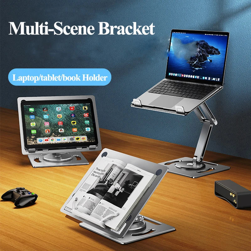Oatsbasf 360 Rotable Aluminium Laptop Stand Height Angle Adjustment Tablet Desktop Holder Multifunctional Reading Book Bracket