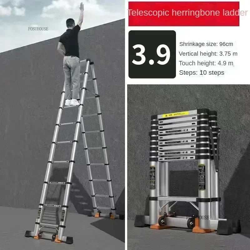 Folding Ladder for Construction Site Metal Telescopic Modern Thickened Ladders Creative Multifunctional Step Ladders for Home G