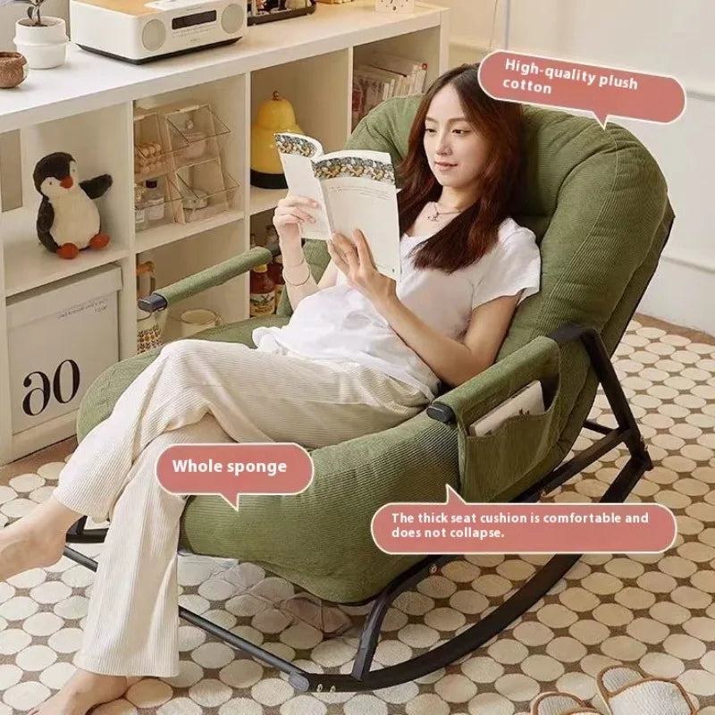 Lazy Rocking Chair Recliner Sofa Single Seat Comfortable Lounger Balcony Living Room Bedroom Home Leisure Seat