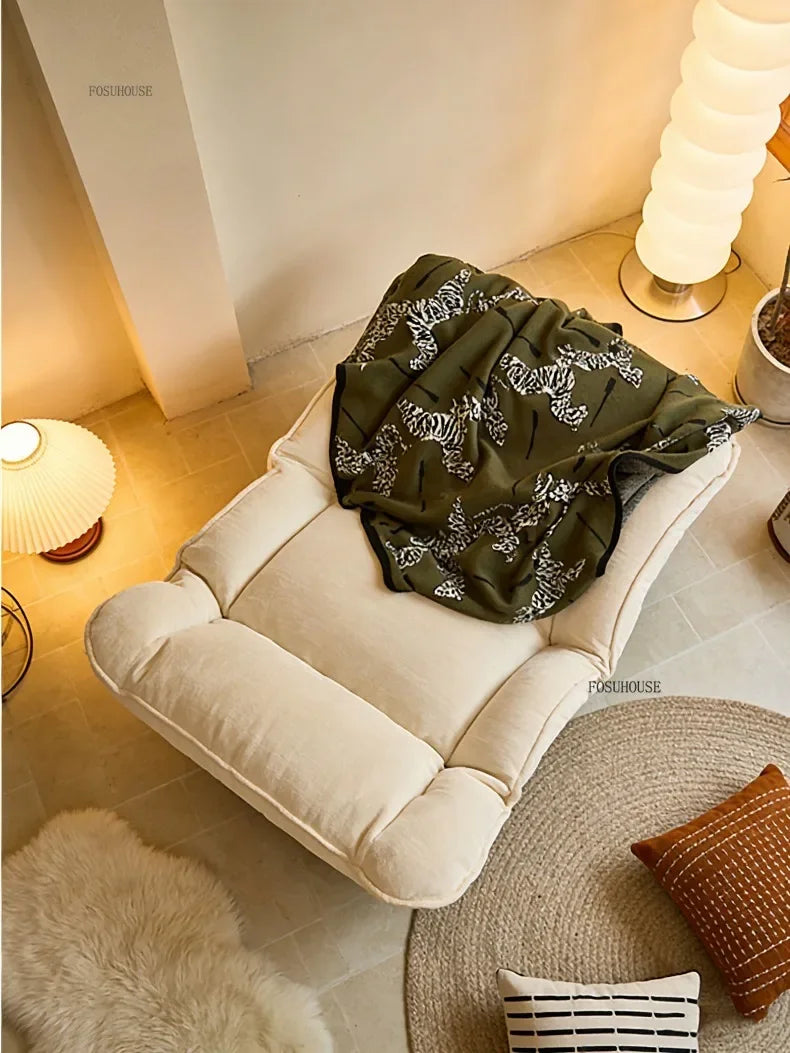 Foldable Recliner Chaise Lounge Chair with Adjustable Seat Single Sofa for Balcony Home Living Room Resting Comfortable