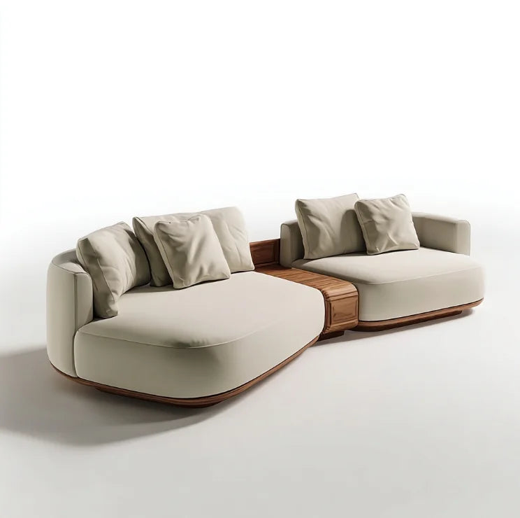 # Modern Minimalist Walnut Straight Row Fabric Sofa Bed Set Sponge Creative Light Luxury Living Room