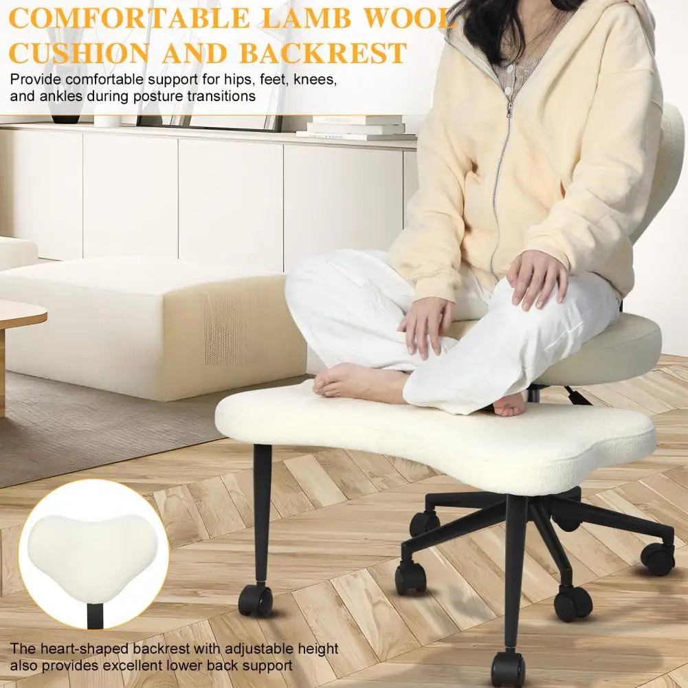 Meditation Yoga Chair with Back Support Cross Legged Office Chair with Wheels Criss Cross Desk Kneeling Chair for Home Yoga