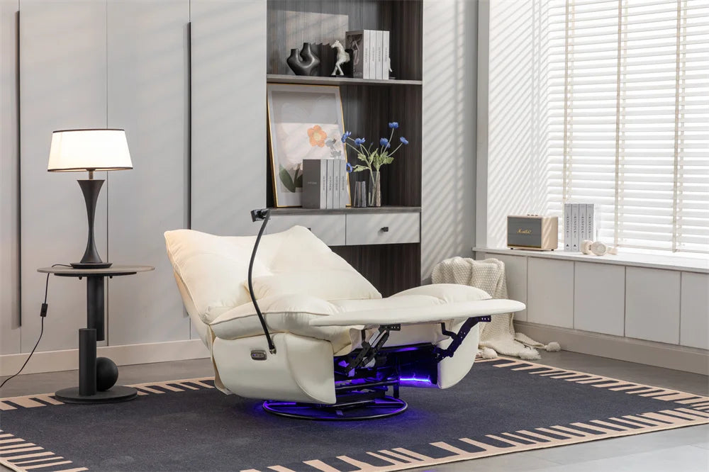 Smart Power Recliner Rocking Chair With LED Strap Swivel Glider Gaming Recliner Gaming Couch Sofa Chair Supplier For Office