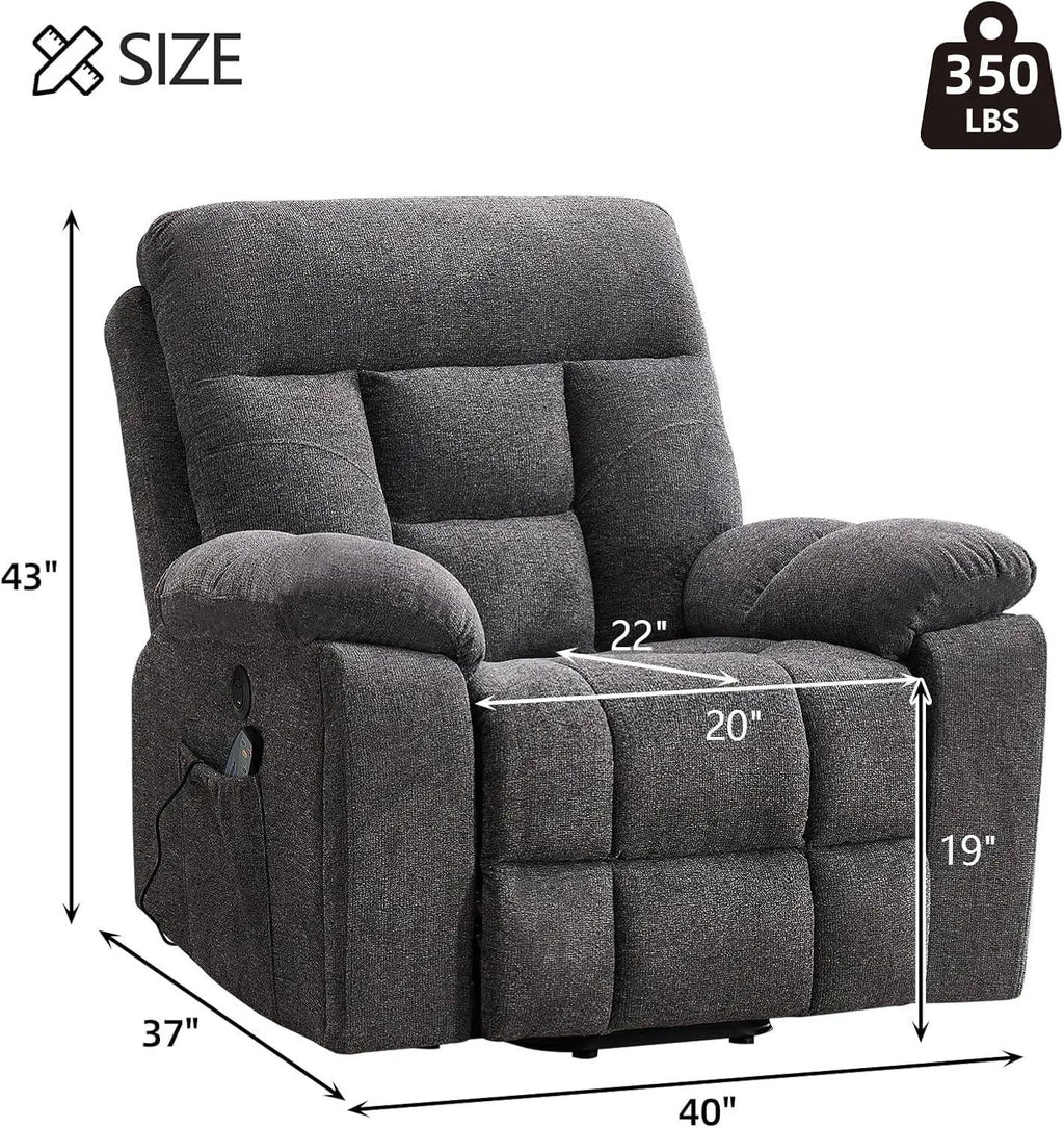 Massage Recliner Chair, Overstuffed Rocker Lazy Boy Chairs with Vibration&Gently Heat,Fabric Ergonomic Manual Nursery, Custom