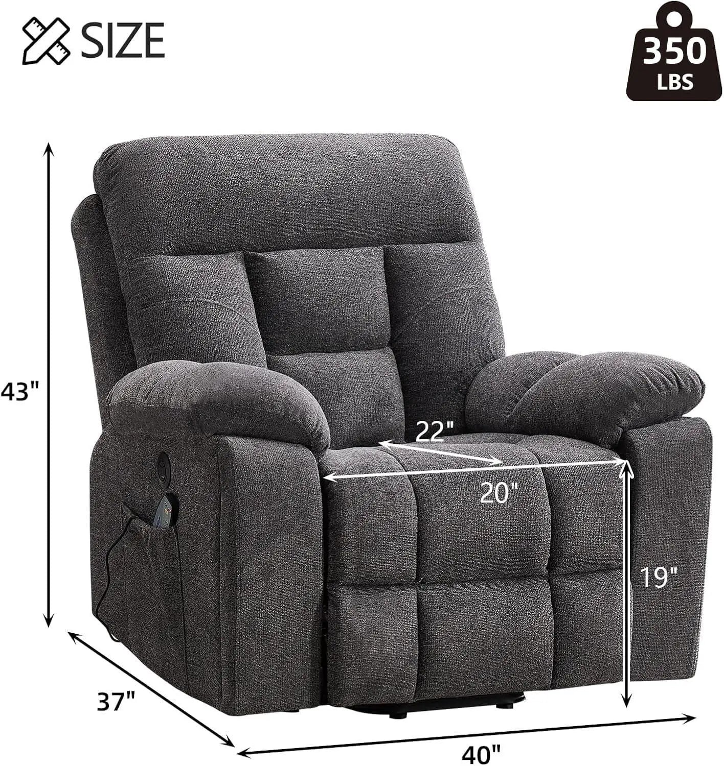 Massage Recliner Chair, Overstuffed Rocker Lazy Boy Chairs with Vibration&Gently Heat,Fabric Ergonomic Manual Nursery, Custom