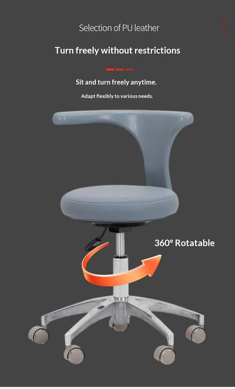 Dental Chair Adjustable Rotating Dental Stool PU Leather Clinic Bar Stool
