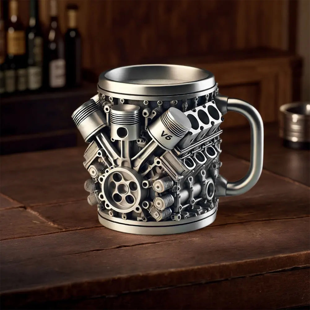 Unique Car Engine Coffee Cup Stainless Steel Cocktail Mug Tea Cup for Car Enthusiasts