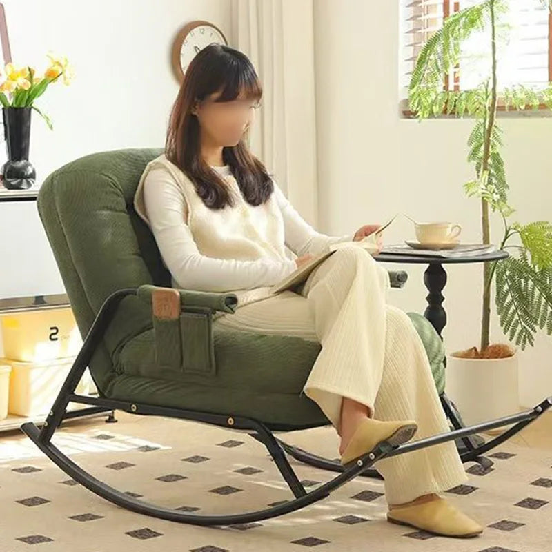 Modern Rocking Chair with Footrest Soft Lounge Chairs for Living Room Bedroom Adjustable Comfort Home Office Relaxing Armchair