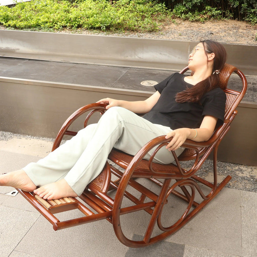 HYS rattan home rocking chair recliner back recliner nap chair leisure chair home elderly free