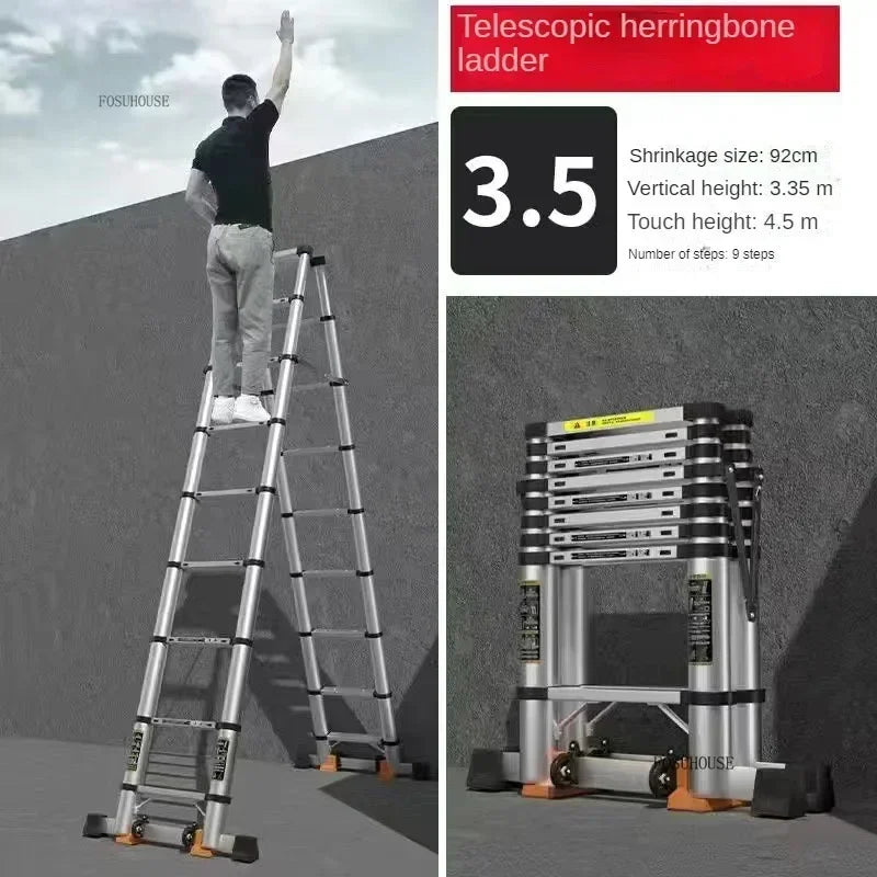 Folding Ladder for Construction Site Metal Telescopic Modern Thickened Ladders Creative Multifunctional Step Ladders for Home G