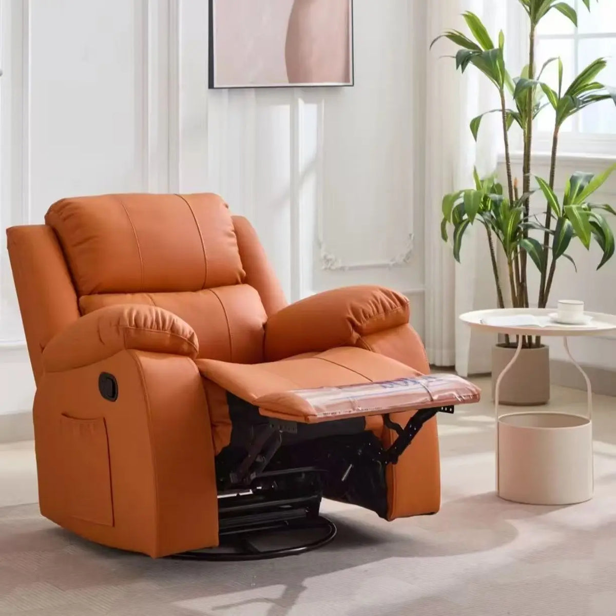 #@Modern Multifunction Electric Leather Recliner Sofa Recliner Sofa With Adjustable Backrest Swirling Single Sofa Chair