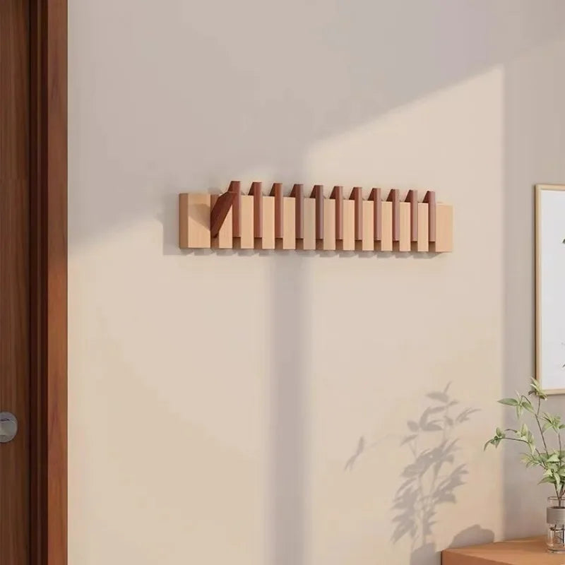 Light Luxury Living Room Wall Clothes Rack Wall-mounted Clothes Hanger Solid Wood Shelves Storage Home Organization and Storage