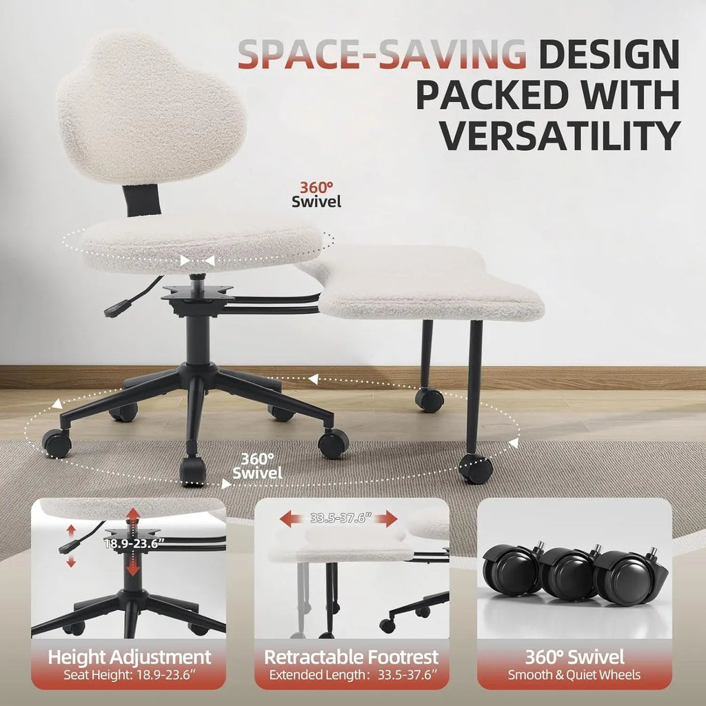 White Cross Legged Office Chair Meditation Seat with Lumbar Support for Desk Work, Yoga & Mindfulness Comfortable & Space-Saving