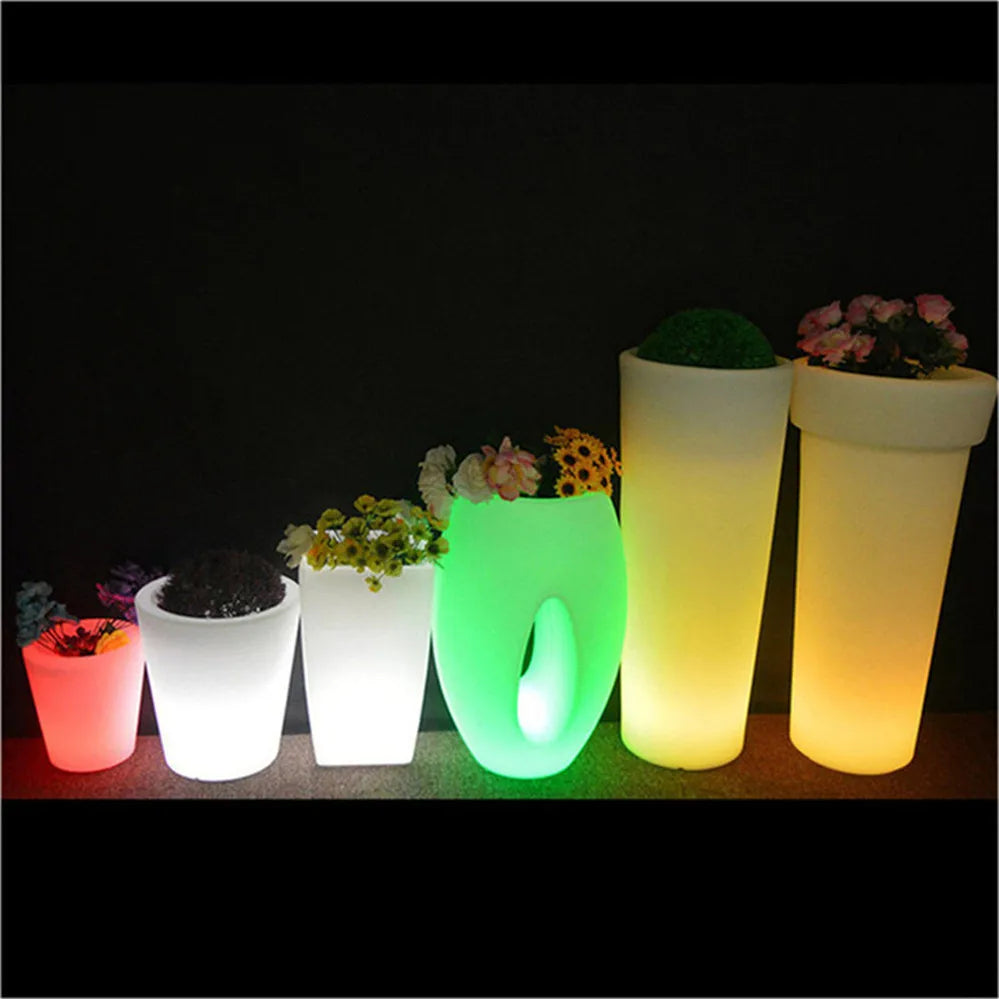 Solar-Charged Large Glowing LED Garden Light Illuminated Outdoor Flower Pot Planter for Home Planter Solar Outdoor Illuminated