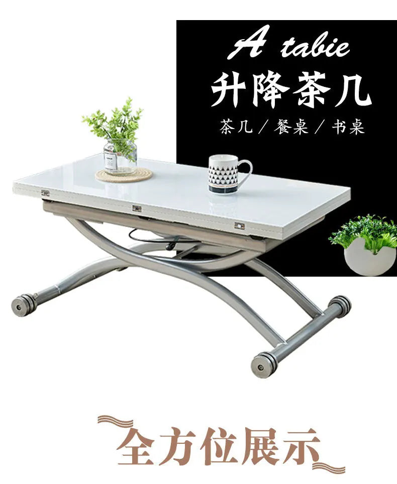 YFY  Activity Coffee Table Dining Table Integrated Small Apartment Folding Lifting Dual-use Movable with Wheels Two-in-One