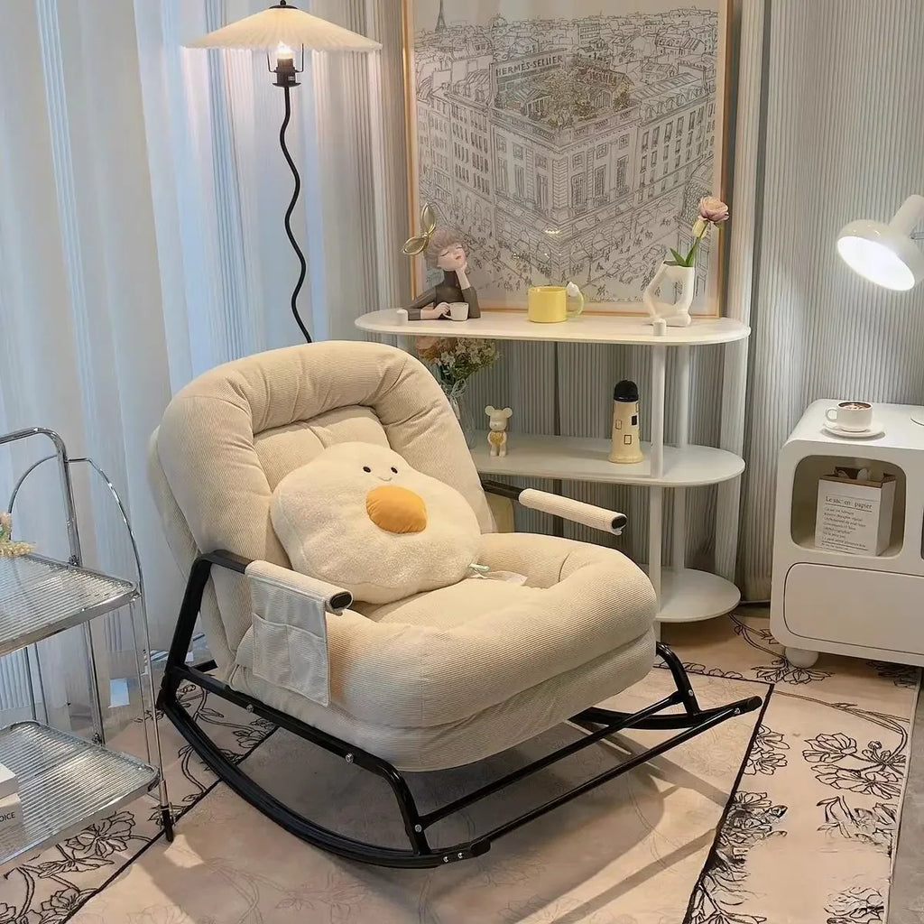 Household Single Rocking Chair Living Room Lazy Sofa Leisure Chair Single Balcony Leisure Sofa Adult Adult Reclining Chair