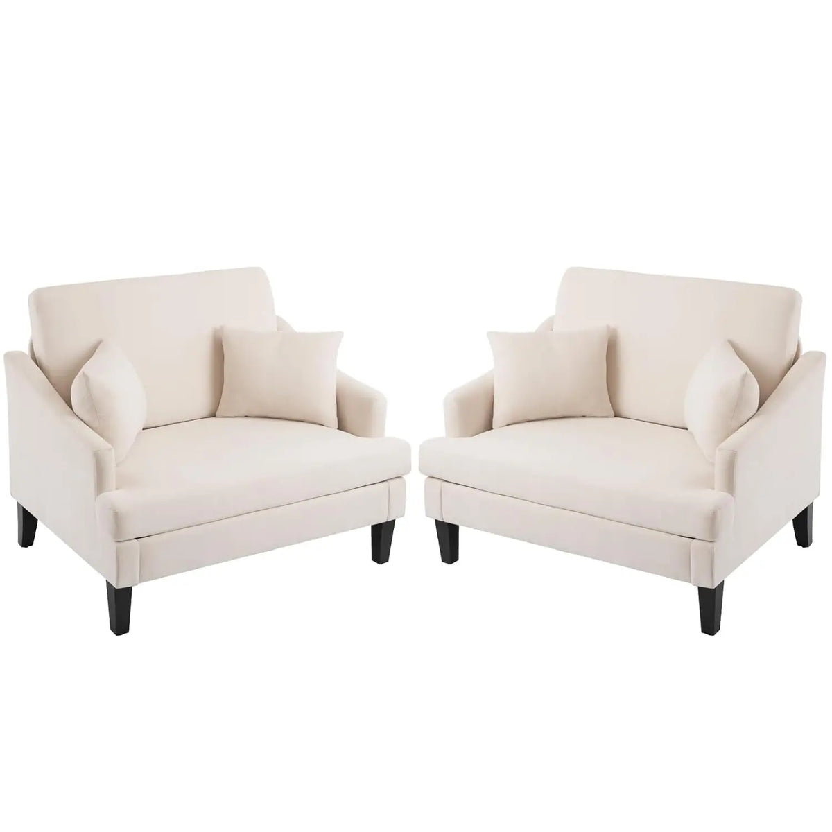 41'' Upholstered Oversized Accent Chairs Set of 2, Beige | Wide Seat Comfy Armchair with 2 Pillows, Upholstered Big, Customized
