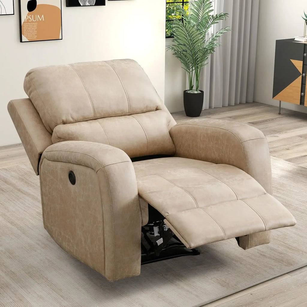 Electric Recliner Chair, Soft PU Leather Power Recliners with Padded Backrest, Single Overstuffed Heavy Duty Reclining, Custom