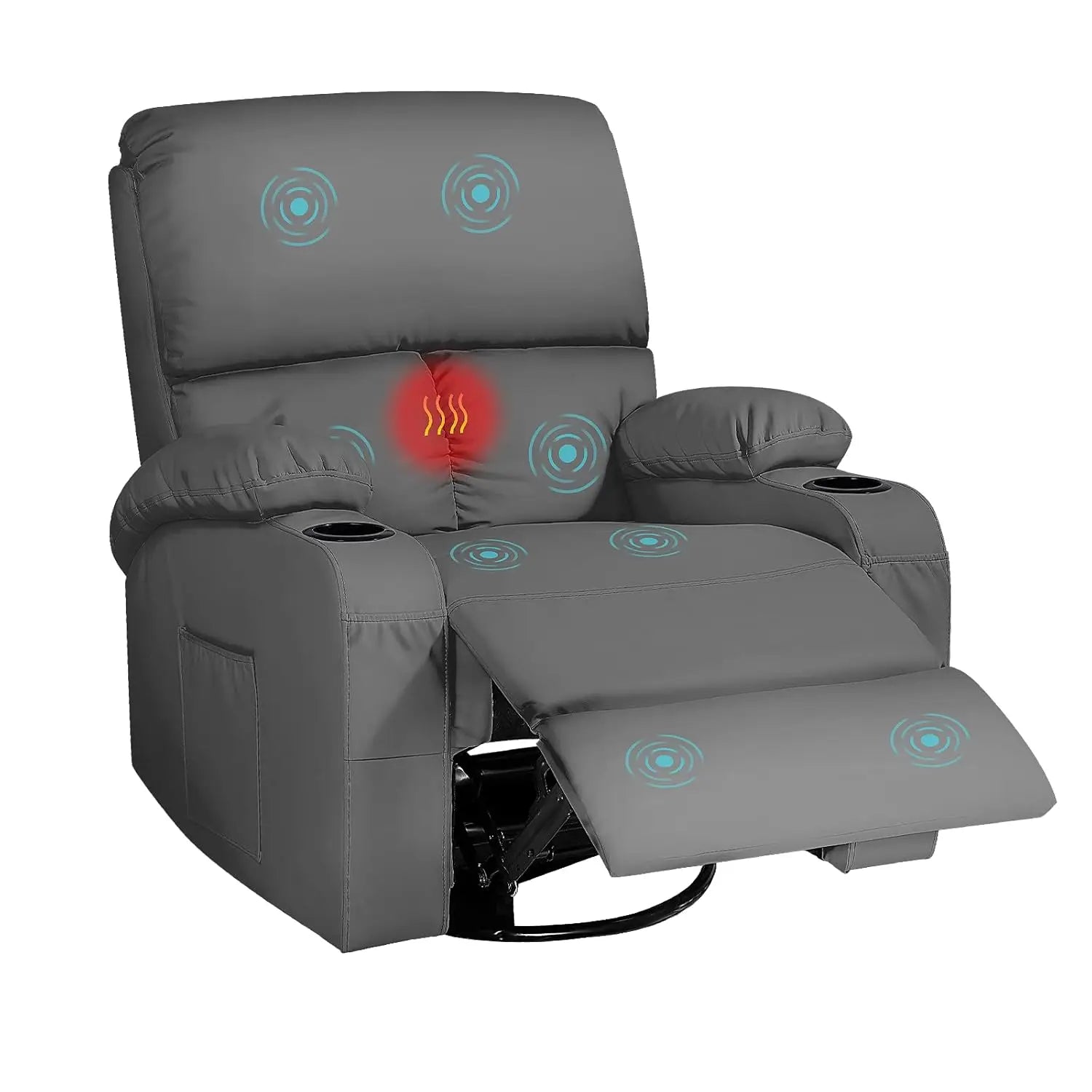 Massage Rocker Recliner Chair with Vibration And Heat USB & Type-C Ports 360° Customizable Rocking Recliner Chair
