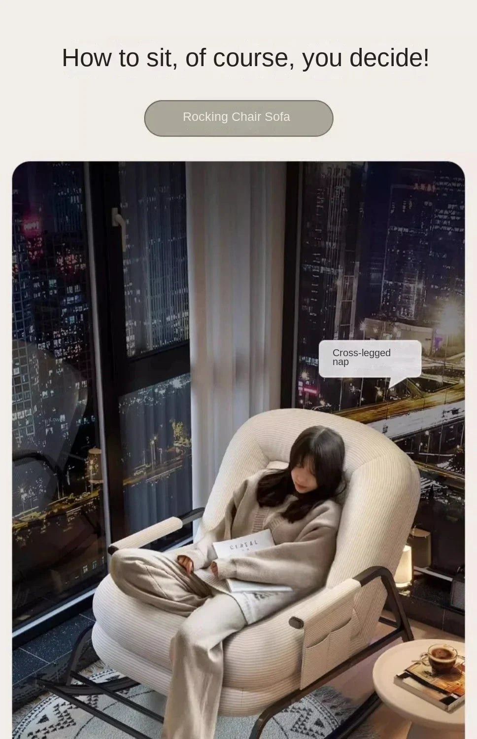 Lazy rocking chair Lazy sofa Home balcony Leisure living room Siesta chair Single Internet celebrity bedroom Siesta recliner