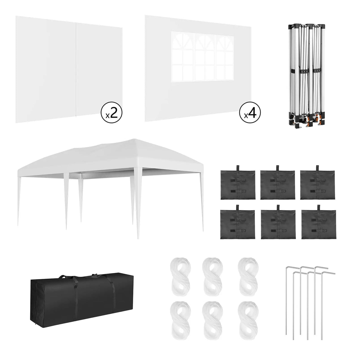 10x20 Pop Up Canopy Tent With 6 Sidewalls, Heavy Duty Party Gazebo With Windows, Zipper Doors, Sandbags And Carry Bag For Events