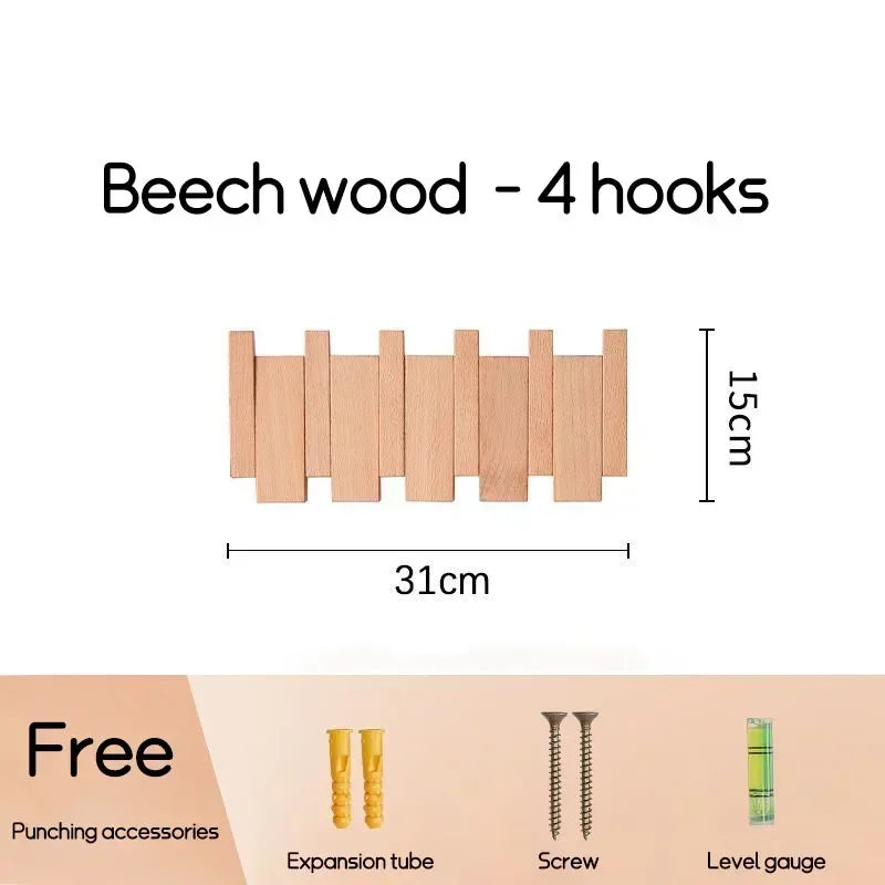 Black Walnut Coat Rack Wall Mounted Solid Wood Clothes Hooks Hallway Entrance Door Hanger Home Decor Ds Furniture Perchero