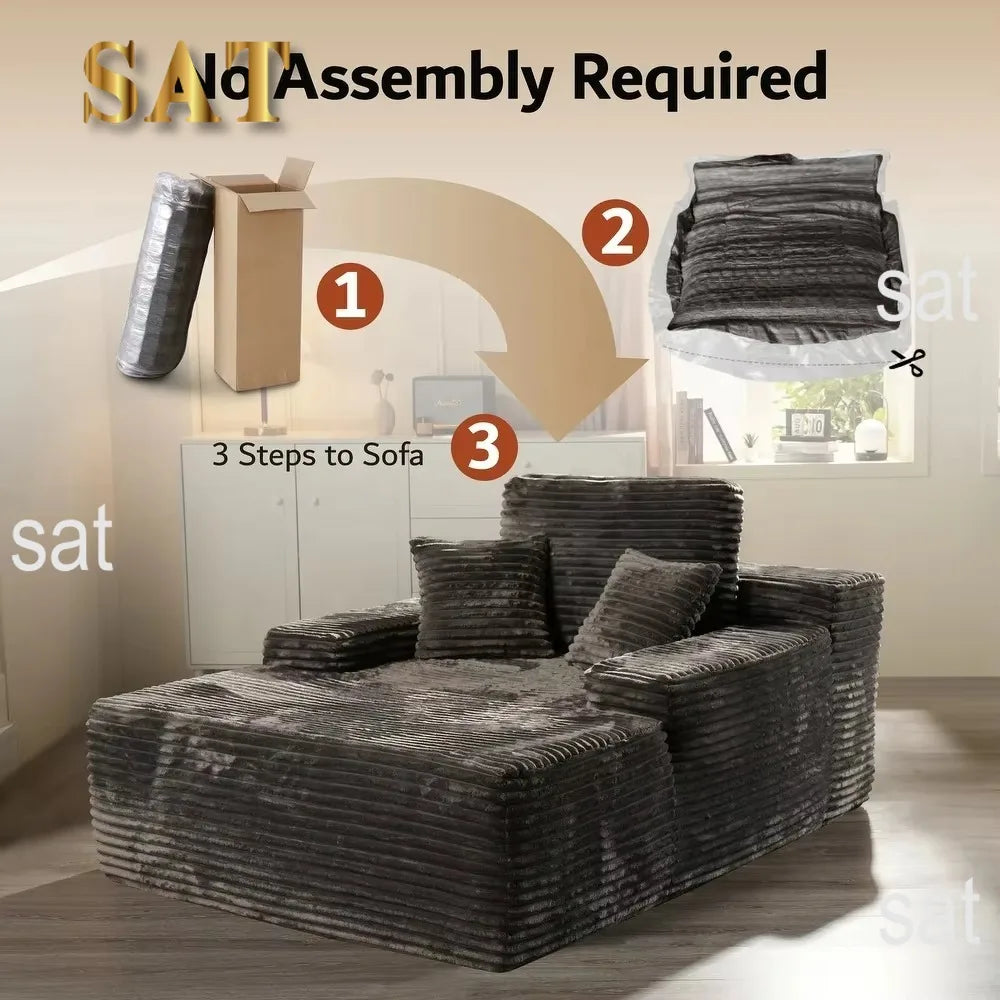 !@Wholesale Modular Sectional Sofa One Big Seat Compressed Sofa Bed Sleeper with Memory Foam Chenille Cover for Living Room