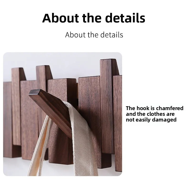 Wall Mounted Walnut Coat Rack Solid Wood Storage Rack Entry Porch Coat Rack Creative Piano Keys Home Decor